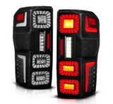 ANZO 23-26 Ford Super Duty LED Tail Light Seq Signal- Black Full- Pair - 311492X