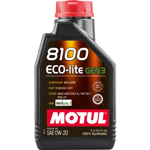 Motul 1L Synthetic Engine Oil 8100 Eco-Lite Gen3 0W20 - 111363 Photo - Primary