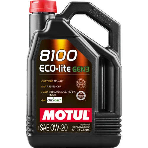 Motul 5L 8100 Eco-Lite Gen3 0W20 Full Synthetic Engine Oil - 111364 Photo - Primary