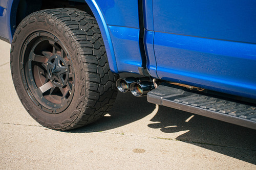 Corsa 15-20 Ford F-150 5.0L (141in WB) 3.0in Lightning Exit Catback w/ 3.5in Twin Black PVD Pro Tips - 21330BLK Photo - Mounted