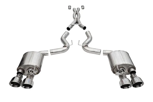 Corsa 20-22 Ford Mustang GT500 3.0in Dual Rear Exit Catback w/ Twin 5.0in Polish Slash Cut Pro Tips - 21291 Photo - Primary