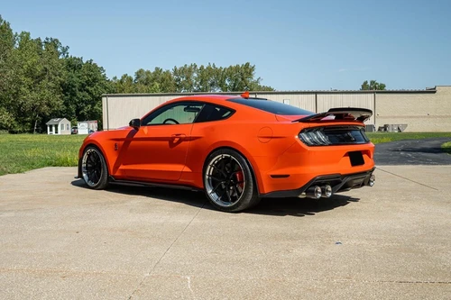 Corsa 20-22 Ford Mustang GT500 3.0in Dual Rear Exit Catback w/ Twin 5.0in Polished Carbon Fiber Tips - 21292CF Photo - lifestyle view