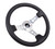 NRG Reinforced Steering Wheel (350mm/3in. Deep) White Leather w/Blk Spoke/Round Holes/White Stripes - RST-006BK-WT-B Photo - Close Up