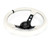 NRG Reinforced Steering Wheel (350mm/3in. Deep) White Leather w/Blk Spoke/Round Holes/White Stripes - RST-006BK-WT-B Photo - Close Up