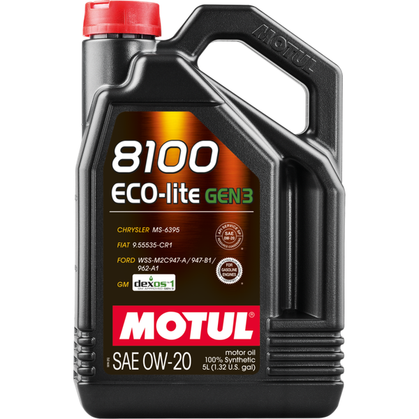 Motul 5L 8100 Eco-Lite Gen3 0W20 Full Synthetic Engine Oil - 111364 Photo - Primary