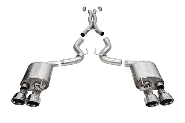 Corsa 20-22 Ford Mustang GT500 3.0in Dual Rear Exit Catback w/ Twin 5.0in Polish Slash Cut Pro Tips - 21291 Photo - Primary